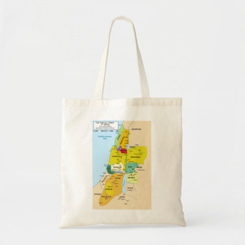 Map of Twelve Tribes of Israel from 1200 to 1050 Tote Bag