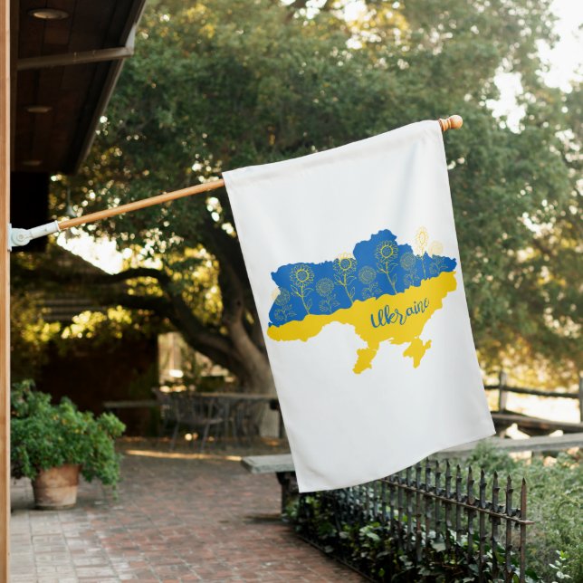 Map of Ukraine with sunflower and Ukrainian flag (In SItu)