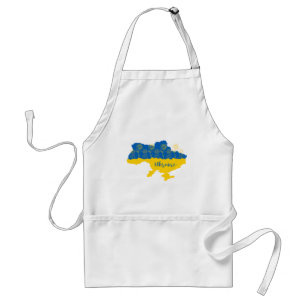 Map of Ukraine with sunflower and Ukrainian flag Adult Apron