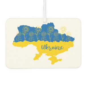 Map of Ukraine with sunflower and Ukrainian flag Air Freshener