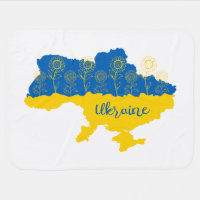 Map of Ukraine with sunflower and Ukrainian flag