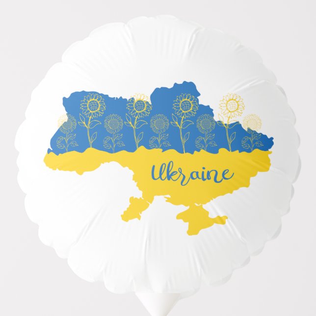 Map of Ukraine with sunflower and Ukrainian flag Balloon (Front)