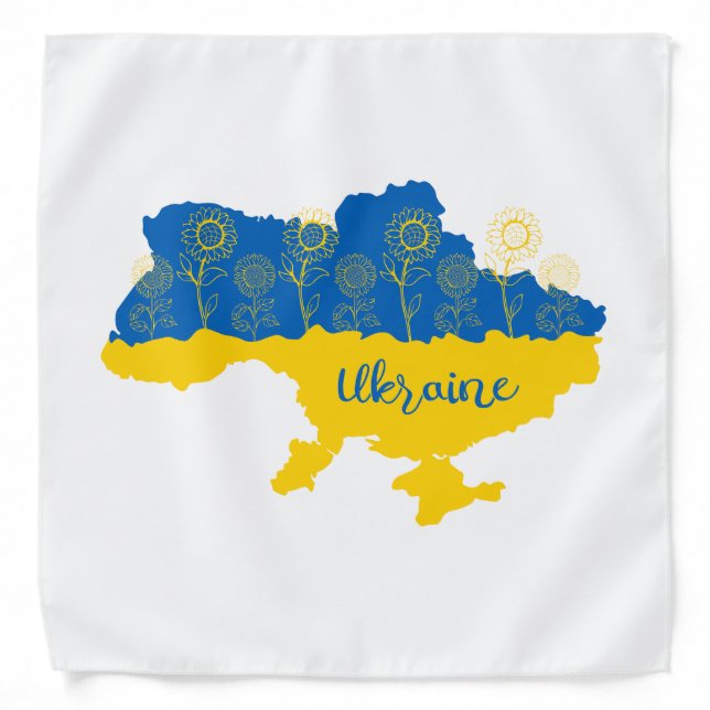 Map of Ukraine with sunflower and Ukrainian flag Bandana (Front)
