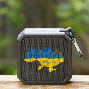 Map of Ukraine with sunflower and Ukrainian flag Bluetooth Speaker