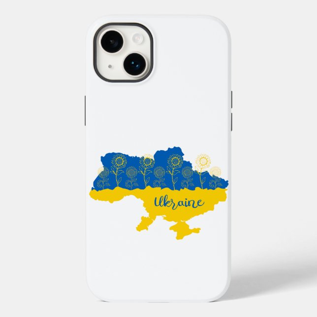 Map of Ukraine with sunflower and Ukrainian flag Case-Mate iPhone Case (Back)