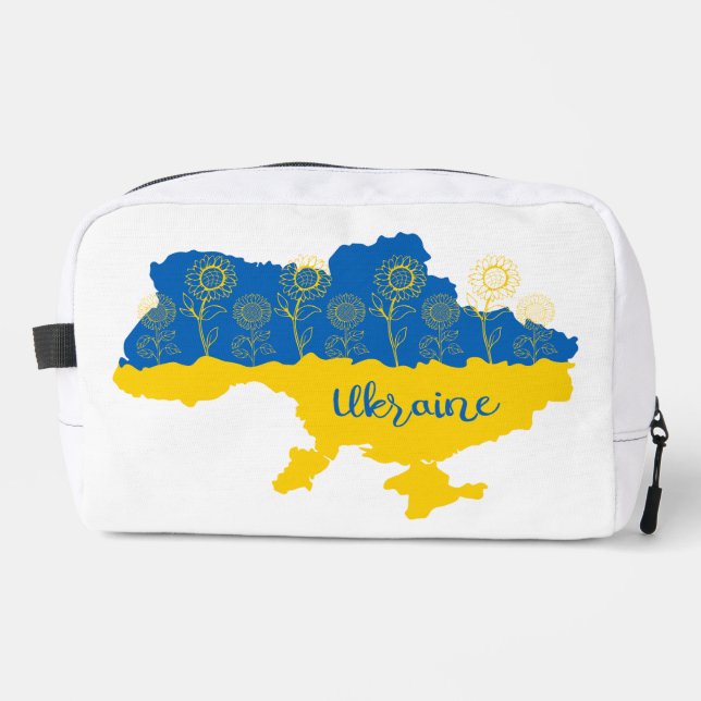 Map of Ukraine with sunflower and Ukrainian flag Dopp Kit (Front)