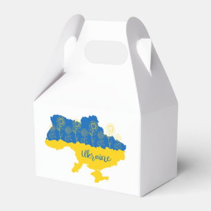Map of Ukraine with sunflower and Ukrainian flag Favor Boxes