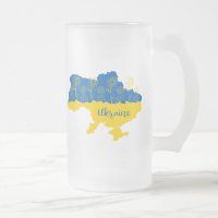 Map of Ukraine with sunflower and Ukrainian flag