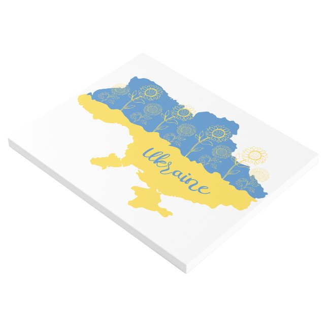 Map of Ukraine with sunflower and Ukrainian flag Gallery Wrap (3/4)