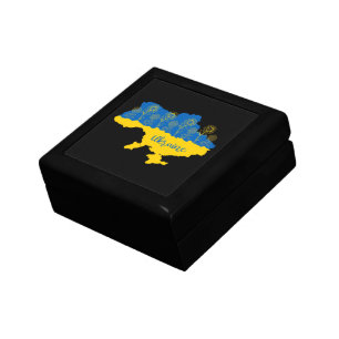 Map of Ukraine with sunflower and Ukrainian flag Gift Box