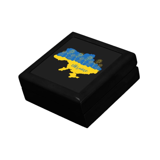 Map of Ukraine with sunflower and Ukrainian flag Gift Box (Side)