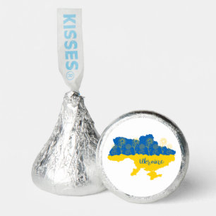 Map of Ukraine with sunflower and Ukrainian flag Hershey®'s Kisses®
