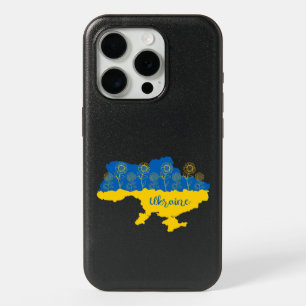 Map of Ukraine with sunflower and Ukrainian flag iPhone 15 Pro Case