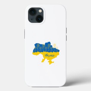 Map of Ukraine with sunflower and Ukrainian flag iPhone 13 Case