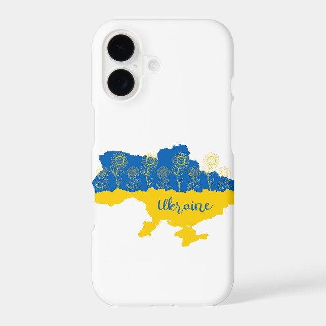Map of Ukraine with sunflower and Ukrainian flag iPhone Case (Back)