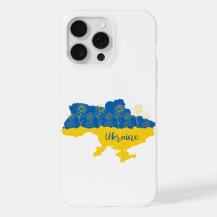Map of Ukraine with sunflower and Ukrainian flag iPhone 15 Pro Max Case