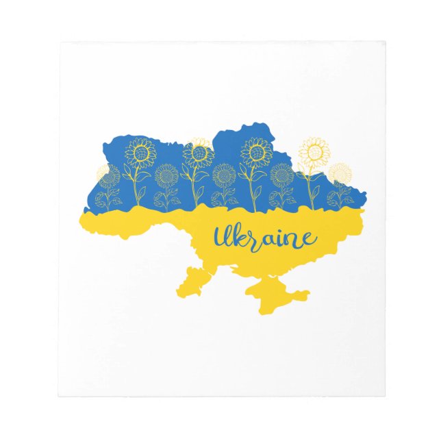 Map of Ukraine with sunflower and Ukrainian flag Notepad (Front)