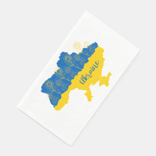 Map of Ukraine with sunflower and Ukrainian flag Paper Guest Towels