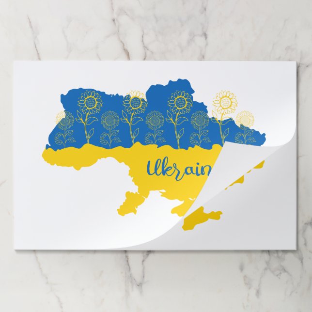 Map of Ukraine with sunflower and Ukrainian flag Paper Pad (Folded)