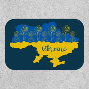 Map of Ukraine with sunflower and Ukrainian flag Patch