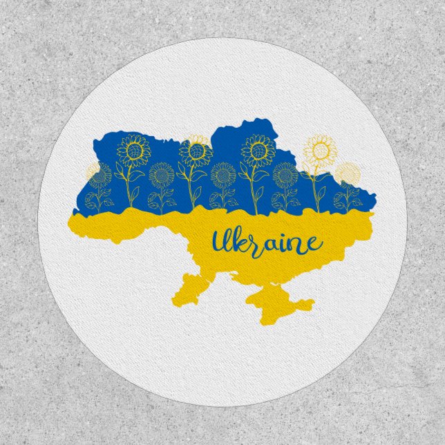 Map of Ukraine with sunflower and Ukrainian flag Patch (Front)