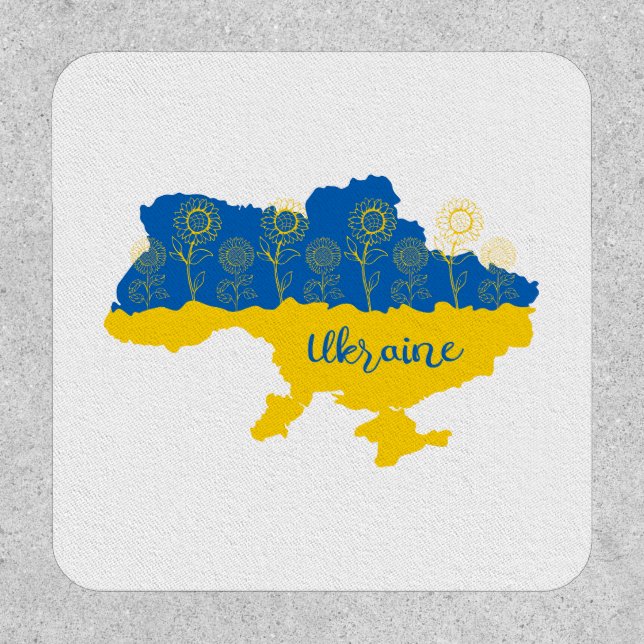 Map of Ukraine with sunflower and Ukrainian flag Patch (Front)