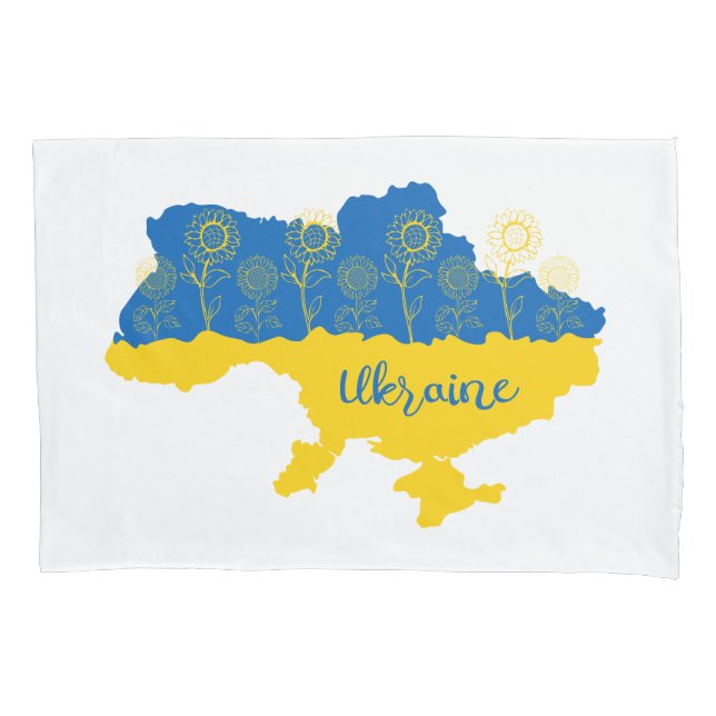 Map of Ukraine with sunflower and Ukrainian flag Pillow Case (Front-Left)