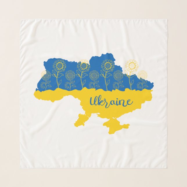 Map of Ukraine with sunflower and Ukrainian flag Scarf (Front (Horizontal))