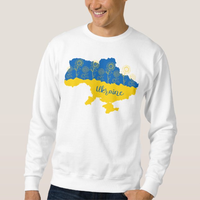 Map of Ukraine with sunflower and Ukrainian flag Sweatshirt (Front)