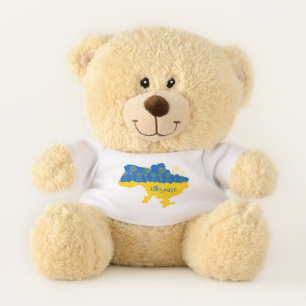 Map of Ukraine with sunflower and Ukrainian flag Teddy Bear