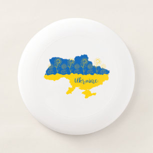 Map of Ukraine with sunflower and Ukrainian flag Wham-O Frisbee