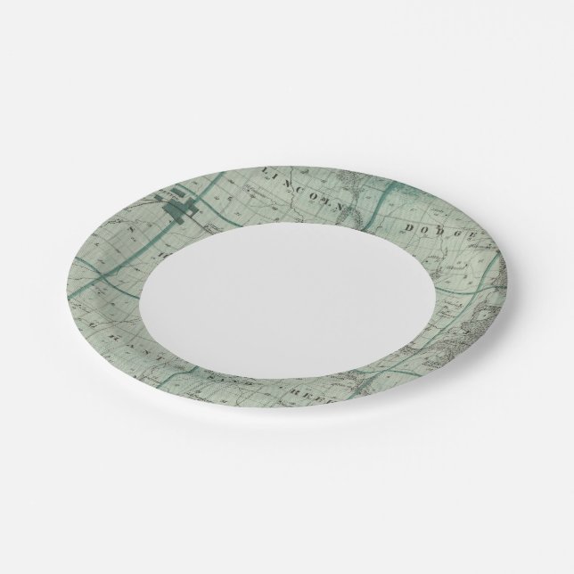 Map of Union County, State of Iowa Paper Plates (Angled)