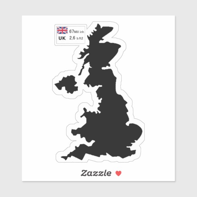 Map of United Kingdom (UK) Sticker (Sheet)