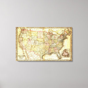 Map of United States of America Canvas Print