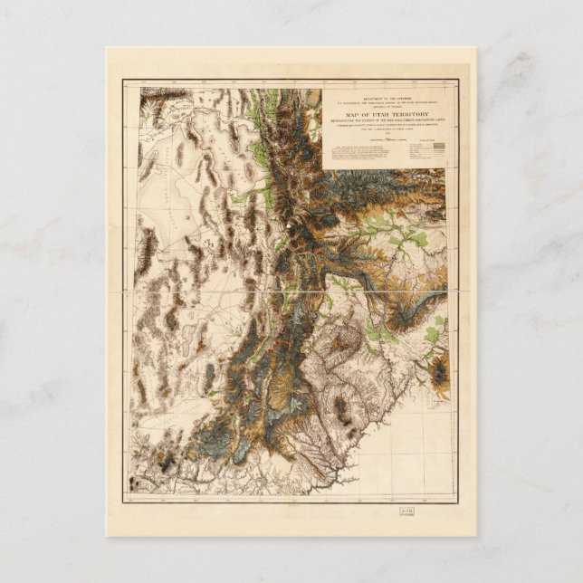 Map of Utah Territory (1878) Postcard (Front)