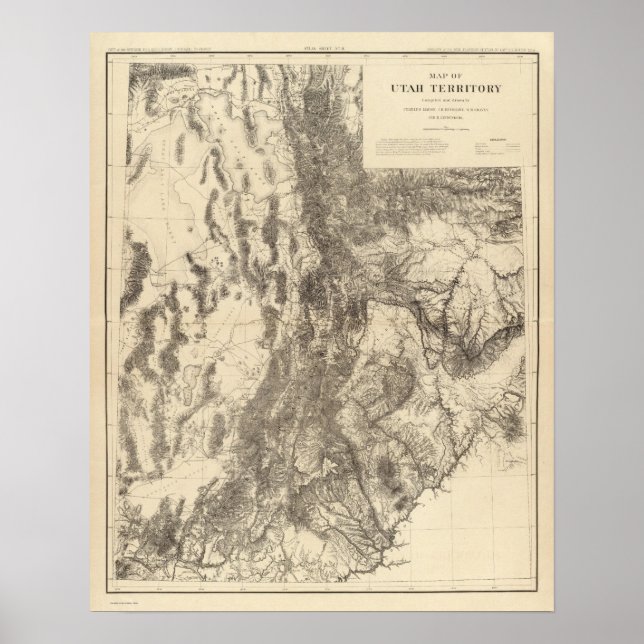 Map of Utah Territory Poster (Front)