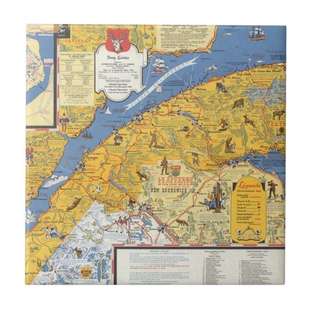 Map of Vacanes, Quebec, Gaspesie (Canada) Ceramic Tile (Front)