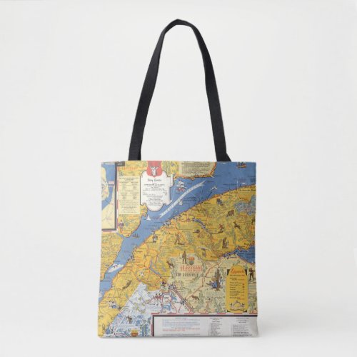 Map of Vacanes Quebec Gaspesie Canada Tote Bag