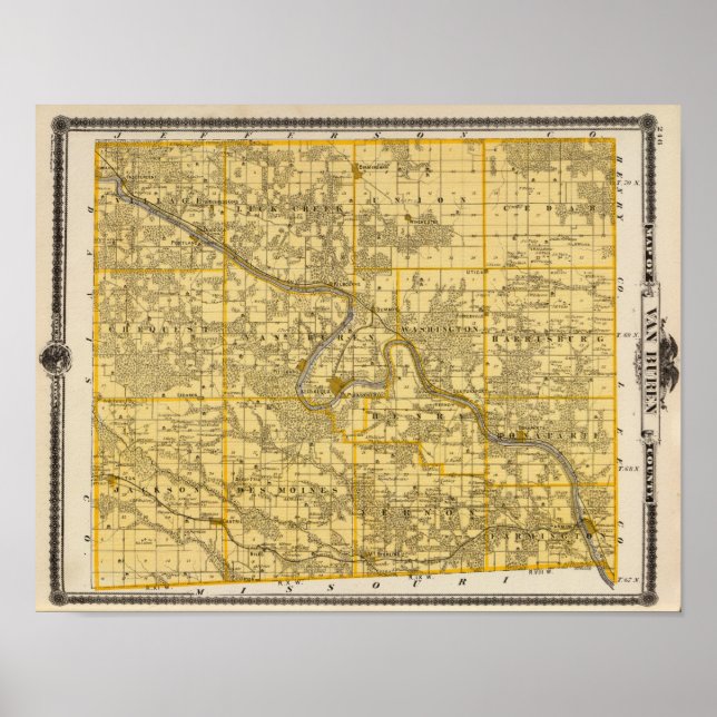 Map of Van Buren County, State of Iowa Poster (Front)