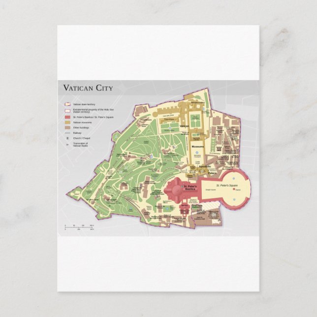 Map of Vatican City Postcard (Front)