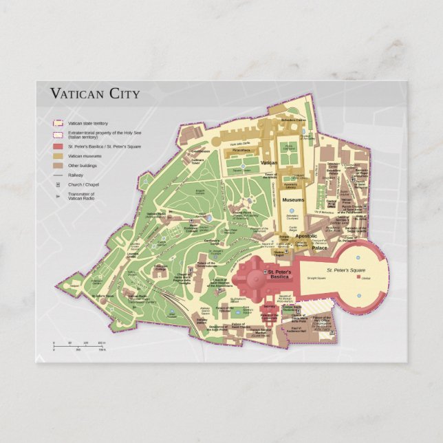 Map of Vatican City Postcard (Front)