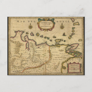 Map of Venezuela by Hendrik Hondius (1630) Postcard