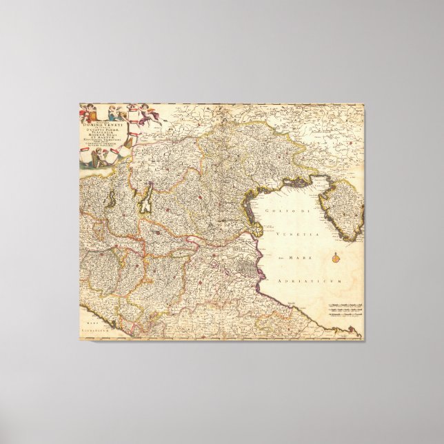 Map of Venice Region, Italy Canvas Print (Front)
