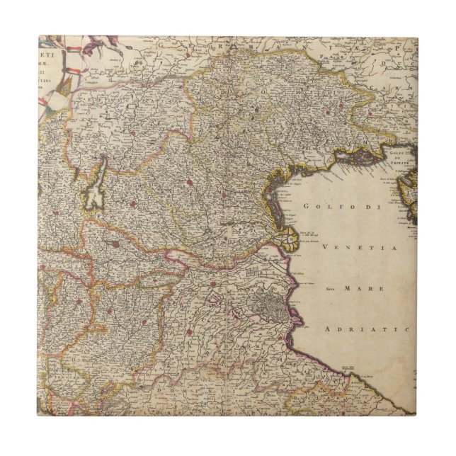 Map of Venice Region, Italy Ceramic Tile (Front)