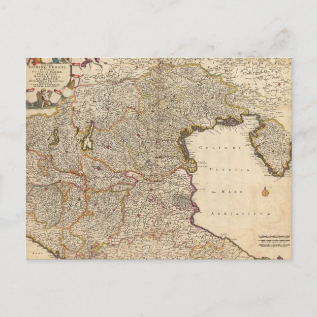 Map of Venice Region, Italy Postcard (Front)