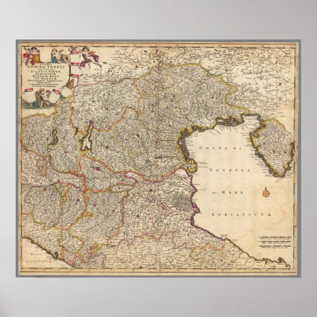 Map of Venice Region, Italy Poster (Front)