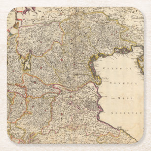 Map of Venice Region, Italy Square Paper Coaster