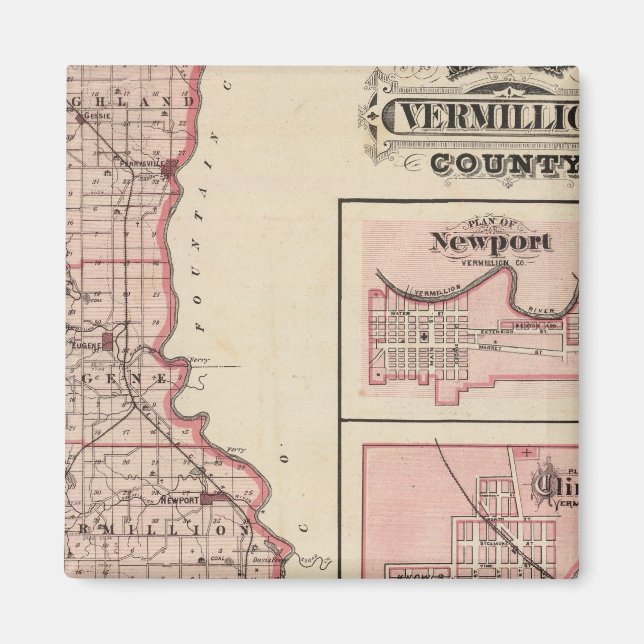 Map of Vermillion County with Newport Magnet (Front)