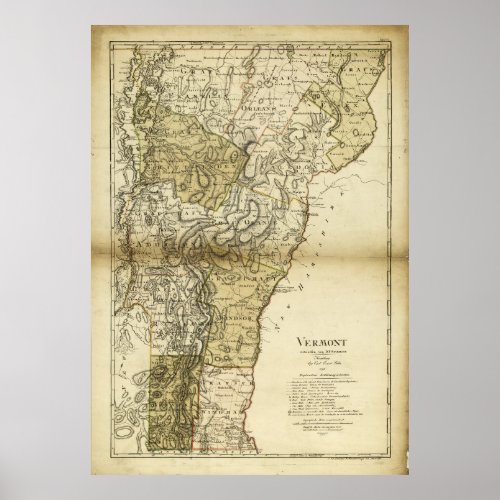 Map of Vermont by Carl Ernst Bohn 1796 Poster