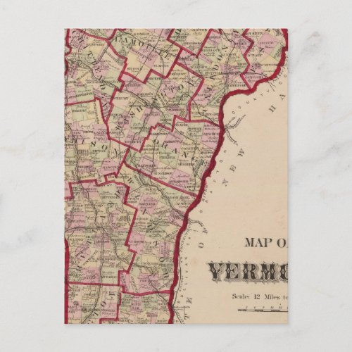 Map of Vermont Postcard
